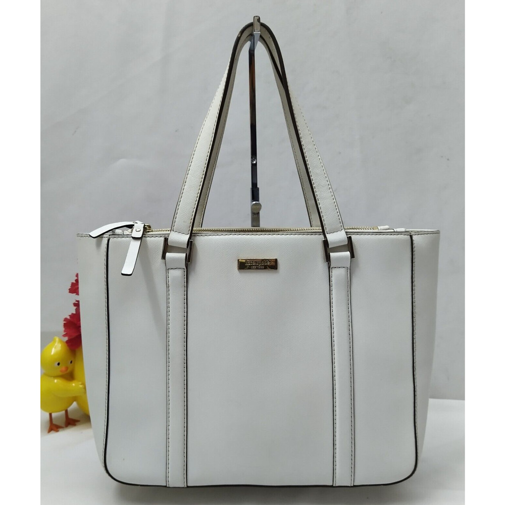 Kate Spade New York Newbury Lane Loden White Crossgrain Leather Satchel Bag